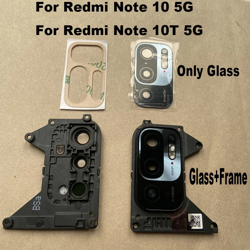 Rear Camera Glass For Xiaomi Redmi Note 10 10T 5G Back Glass Lens With Frame Glue Sticker Adhesive M2103K19G M2103K19C