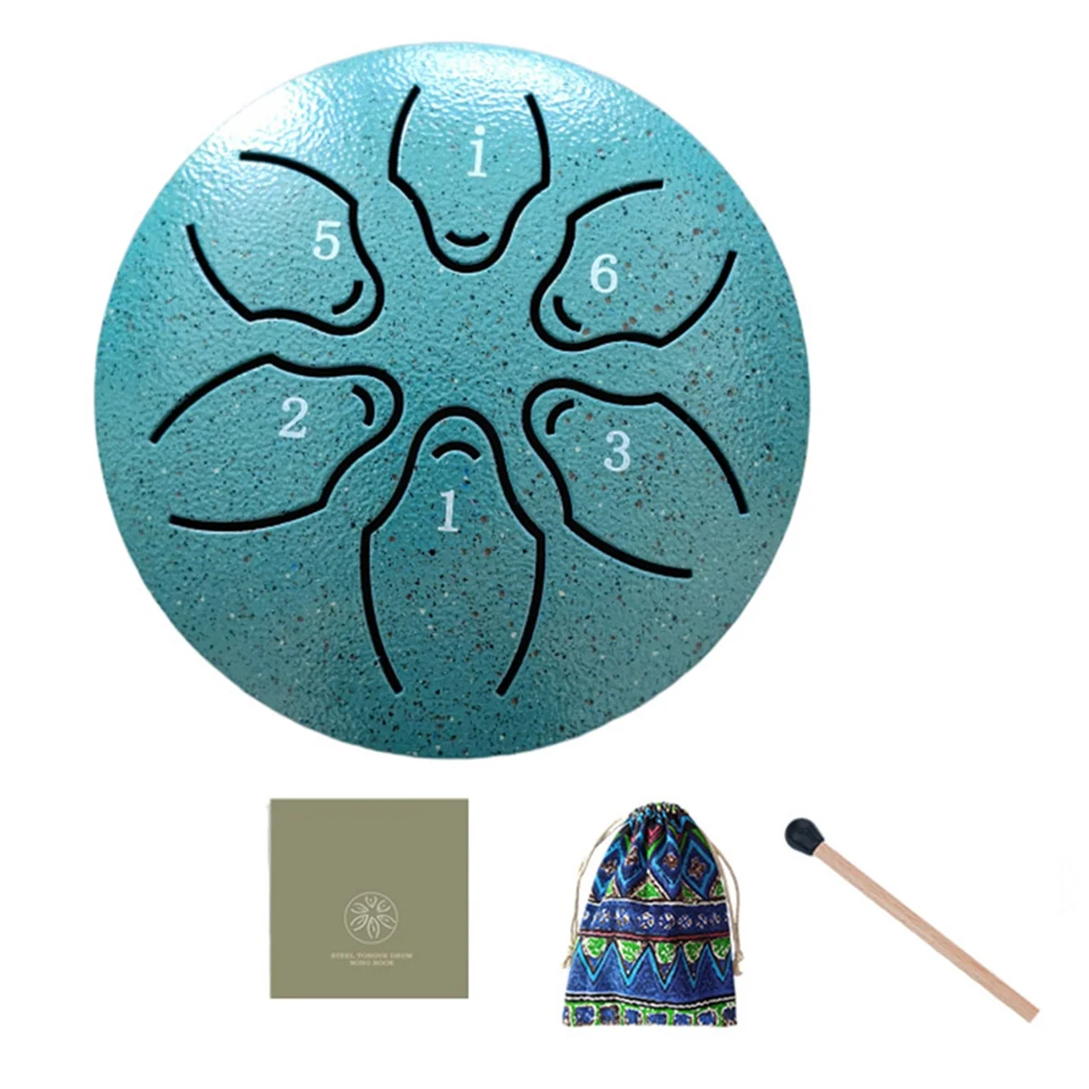 

ABYB 3-дюймовый 6-тональный уличный стальной барабан с язычком, дождевой барабан, инструмент, мини-ручной барабан, эфирная барабанная палочка, темно-зеленый