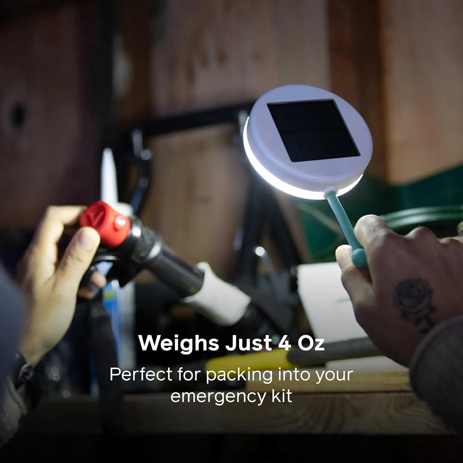 Solar FlexLight - Hands-Free 40 Lumen Rechargeable LED Work Light with 14' Flexible Arm, Solar & USB-C Charging