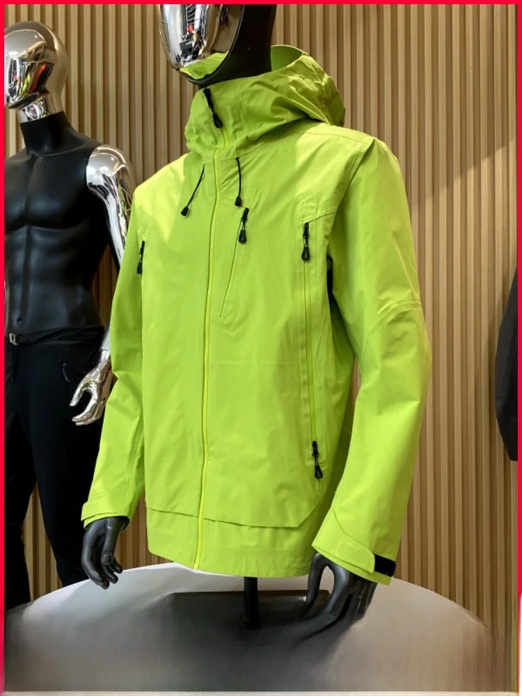 

Double Zipper Hard Jacket Outdoor Windproof Polyester Fiber Hat Integrated Waterproof Men's Jacket Standard Fit