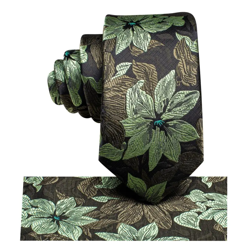 

Silk Tie For Children Green Floral Luxury Designer Handky Child Necktie 120CM Long 6CM Wide Fashion Party Dropship Hi-Tie