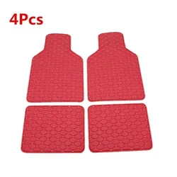PU Leather Car Floor Mats Carpet Front Rear Liner Protector Pad Red Waterproof 1SET