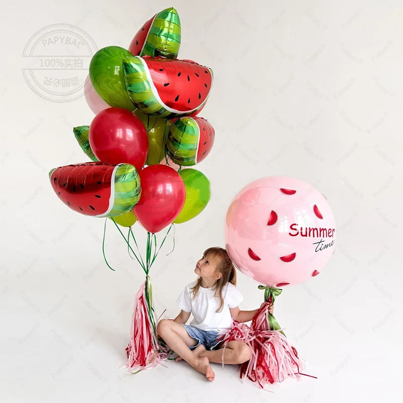 15pcs Watermelon Foil Balloons Birthday Wedding Melon Theme Party Decor 1-9th Baby Shower Summer Fruit Backdrop Globos Supplies