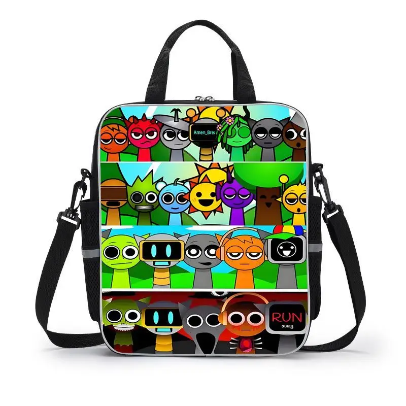 Kawaii Sprunki Cartoon Tutoring Bag Torebka dla ucznia szkoły podstawowej z odblaskowym paskiem Lekka, wszechstronna torba do przechowywania