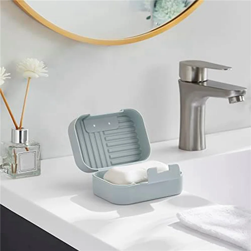 

A50I 2X Travel Soap Container,Bar Soap Holder Soap Travel Case, Soap Box Soap Case With Lid Soap Holder Travel Portable Blue