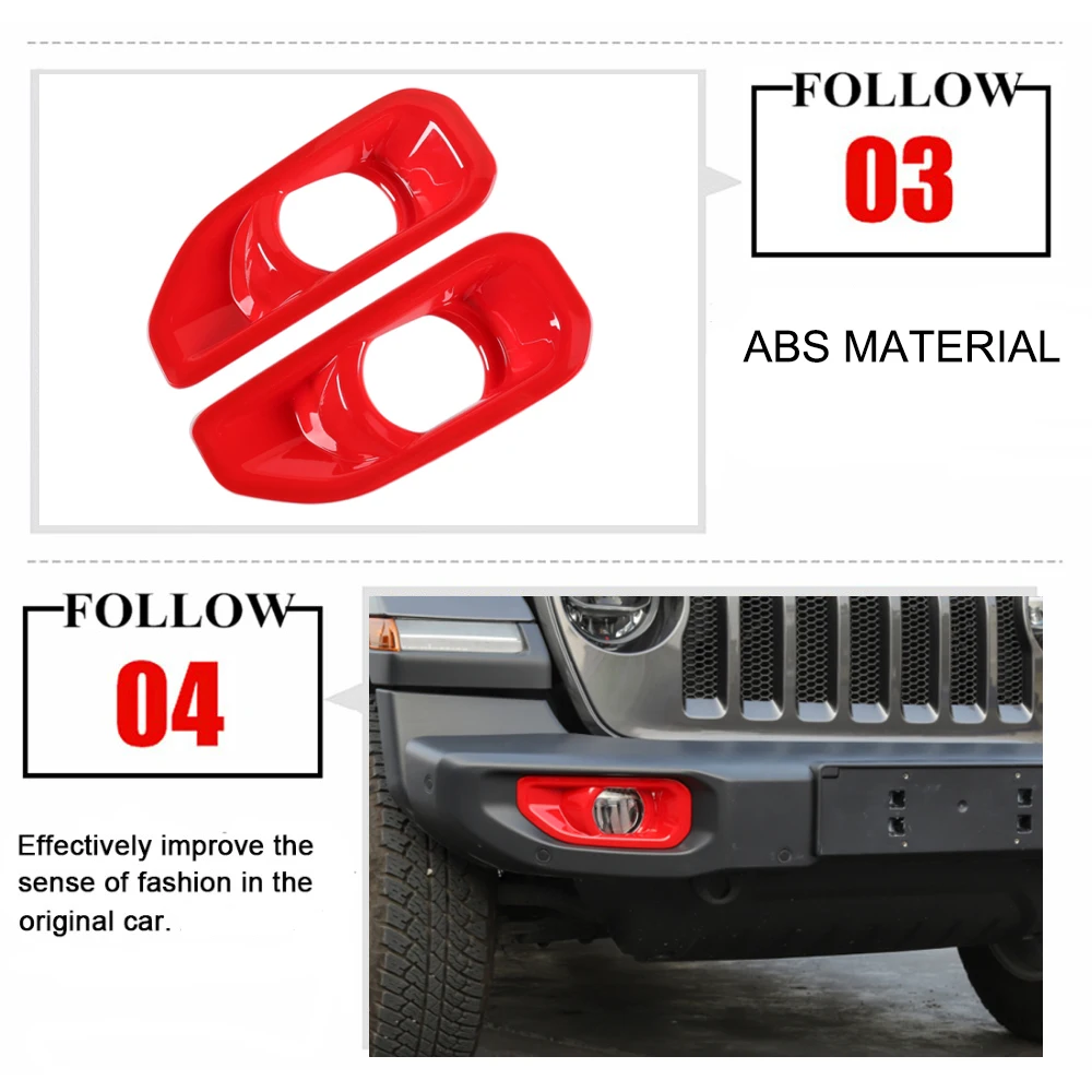 Car Upgrade For Jeep Wrangler JL Gladiator JT Sahara 2018-2025 Front Fog Light Decor Cover Trim Stickers Exterior Accessories view 3