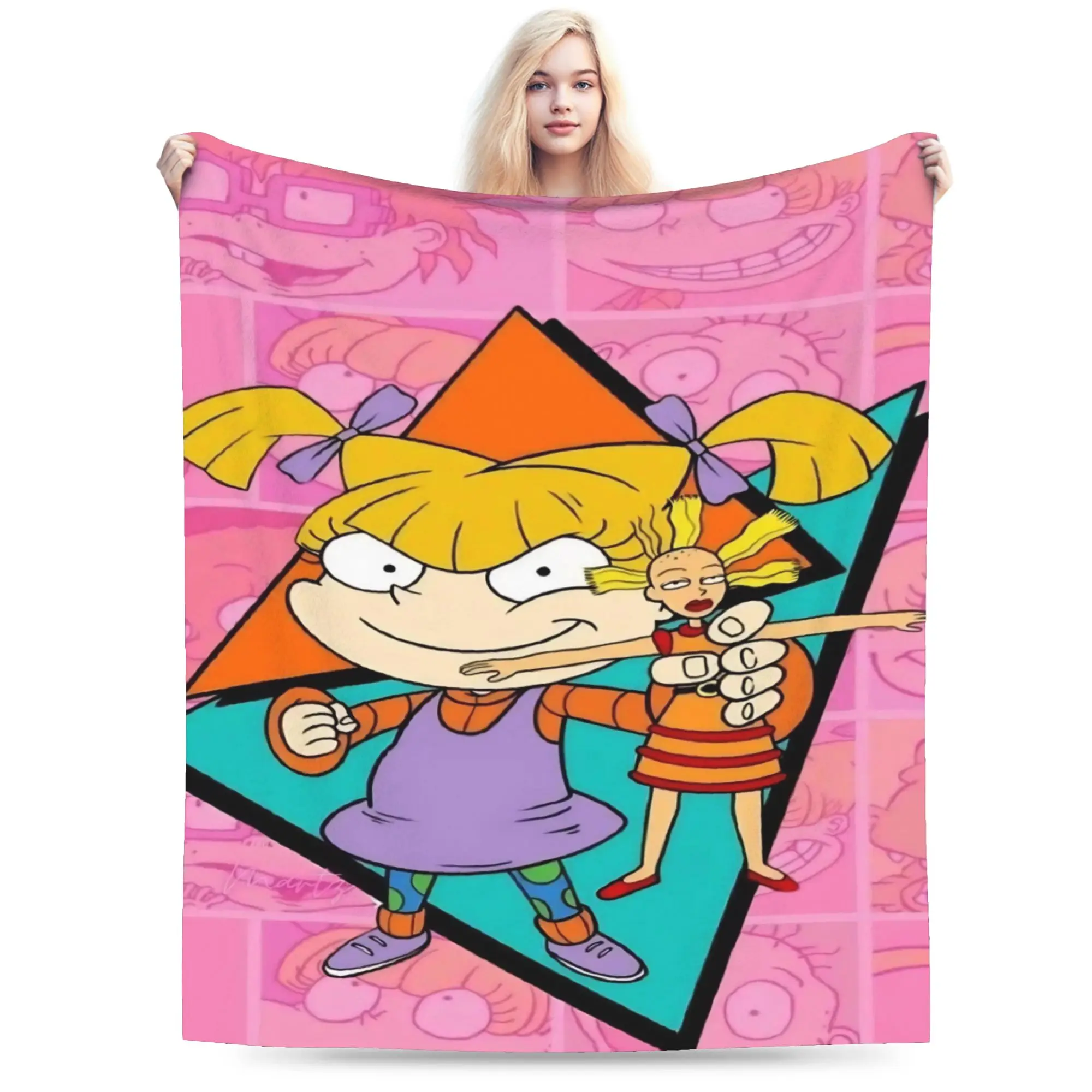 Cartoon R-Rugrats Blanket Multiple Sizes Warm Cozy Fluffy  Throw Blankets for Sofa Couch and Bed