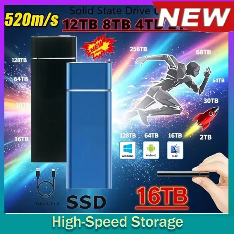 

SSD Mini Portable SSD 256TB 1TB 2TB High-speed Original SSD Mass Storage USB3.0 External Hard Drive for Computer Laptop