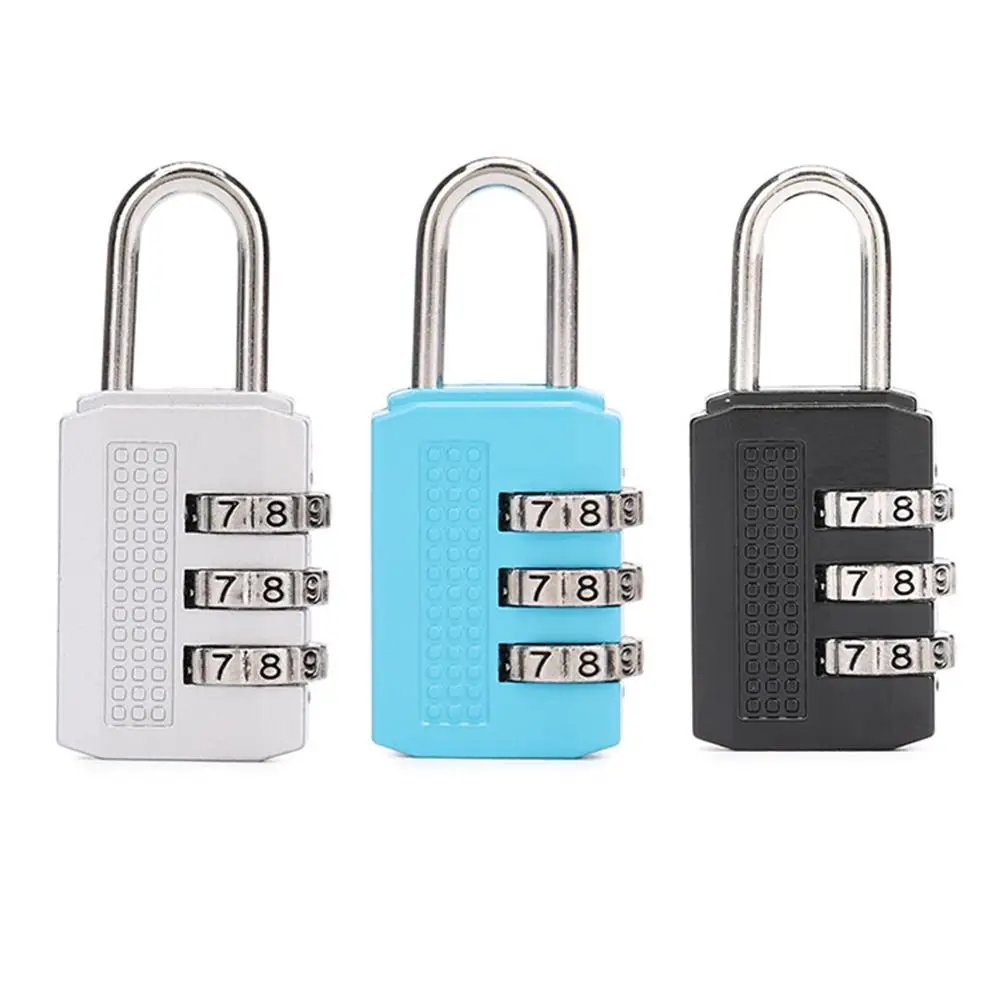 Simple Mini Number Lock Durable Solid Color Password Lock 3 Digit Anti-theft Alloy Padlock Zipper Bag