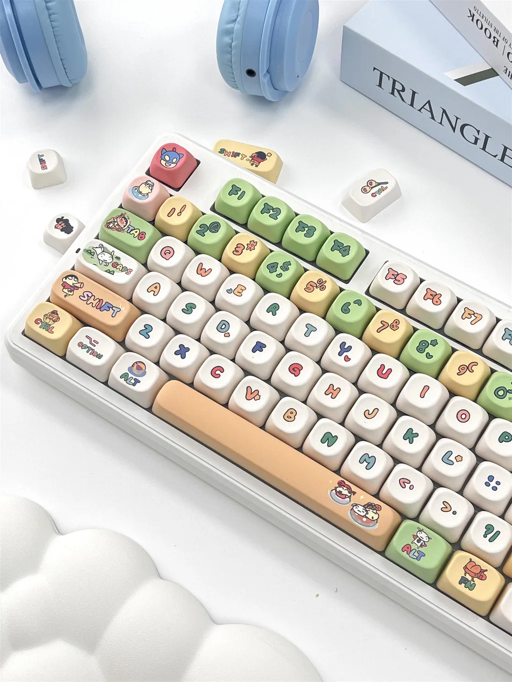 Imagem -06 - Bonito Teclado Mecânico Caps Desenhos Animados Keycap Perfil de Moa Pbt Sublimação de Tintura Térmica Kawayi