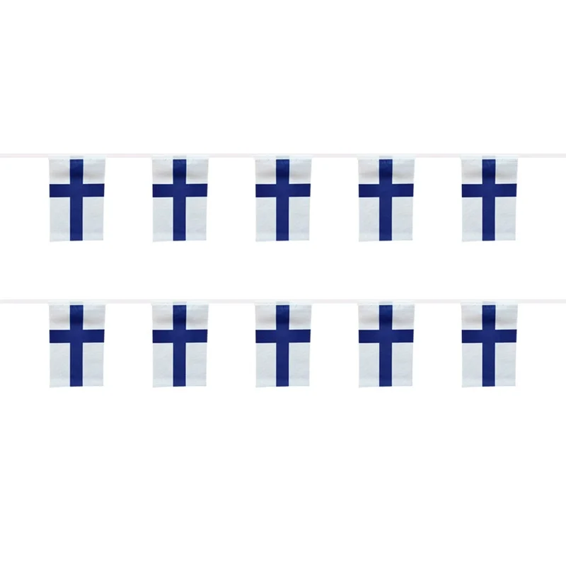

SKY FLAG Finland bunting flags 14x21cm 20pcs/lot Finland String flags Pennant Banner Festival Party Holiday for decoration