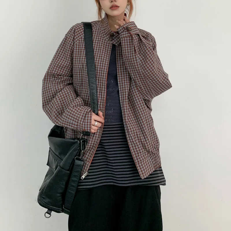 HKSH 봄 가을 신상 여성 리버시블 재킷 스탠드 칼라 지퍼 다용도 쿨 아메리칸 레트로 캐주얼 Y2K 숏 코트 HK14437