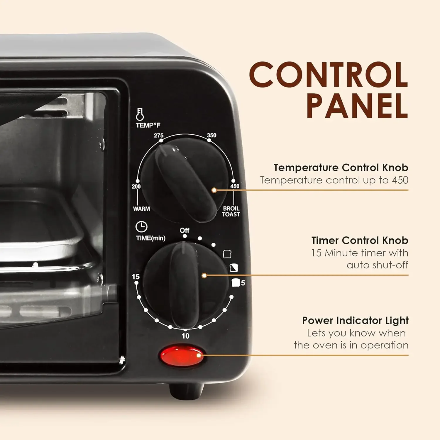 ETO236 Personal 2 Slice Countertop Toaster Oven W/ 15 Minute Timer Includes Pan & Wire Rack, Bake, Broil, Toast