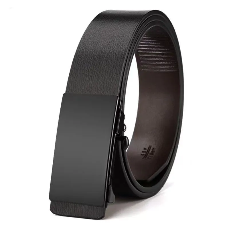 

Men Belt Men's 3.3cm Business Genuine Cow Leather Belt Toothless Automatic Buckle Suit Pants Belts for Men 105-130cm