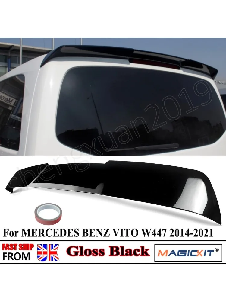 Dakspoilers Lip VOOR MERCEDES VITO W447 Diesel114 CDI 2014-2022 AANWAL ACHTER ACHTERKLEP DAKSPOILER VLEUGEL GLANZEND ZWART Trim - afbeelding 2