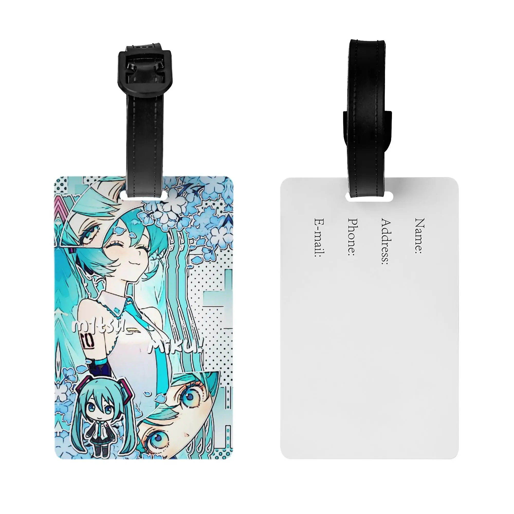 Custom Hatsuned Mikues Cartoon Luggage Tag for Travel Suitcase Voice Anime Privacy Cover ID Label