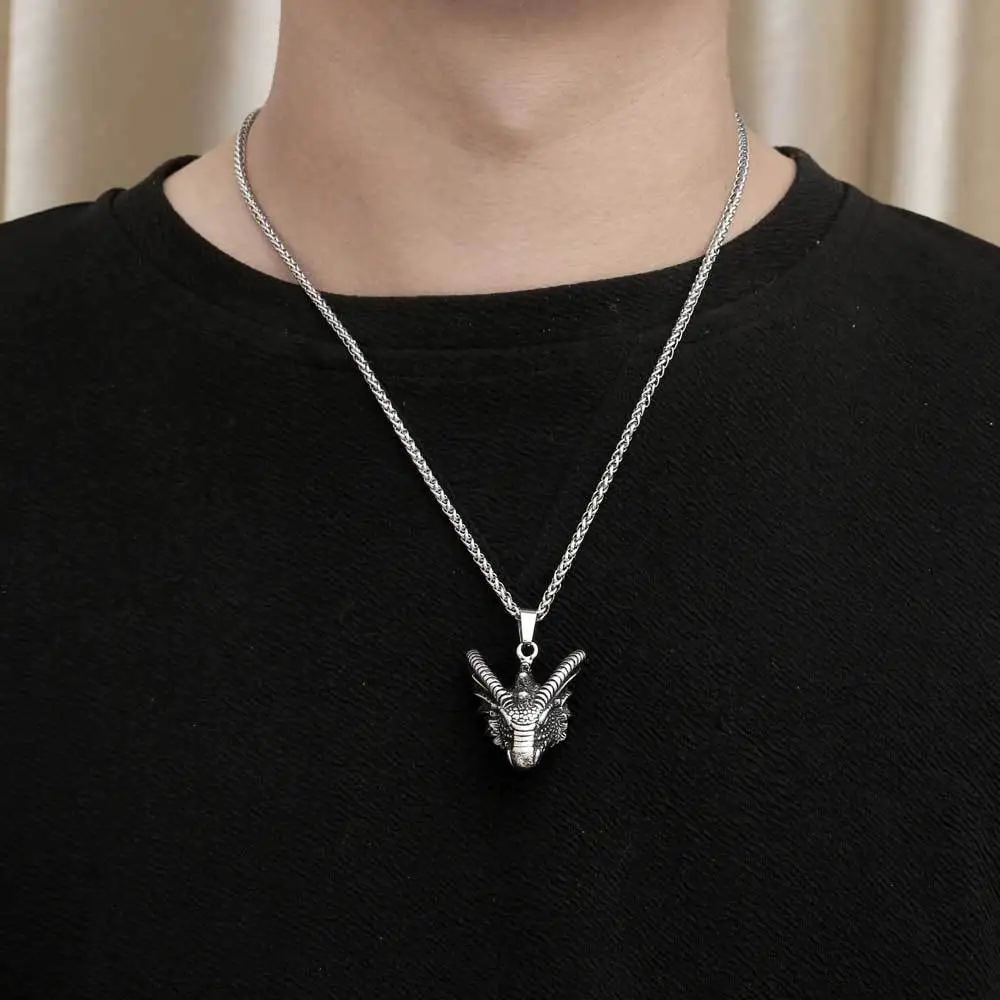 Trendy Charm Stainless Steel Dragon Head Pendant Vintage Simple Exquisite Various Animal Necklace for Men and Women Gift Jewelry image 5