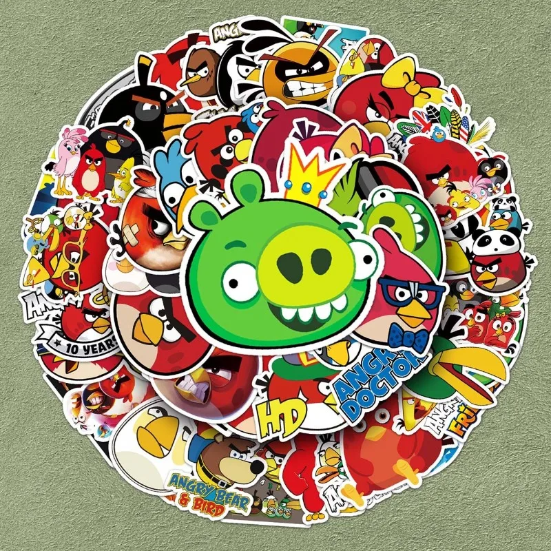 New Angry Birds Cute Children Fashion Personalized Scooter Ledger Waterproof Seamless White Glue Sticker Decoration Wholesale