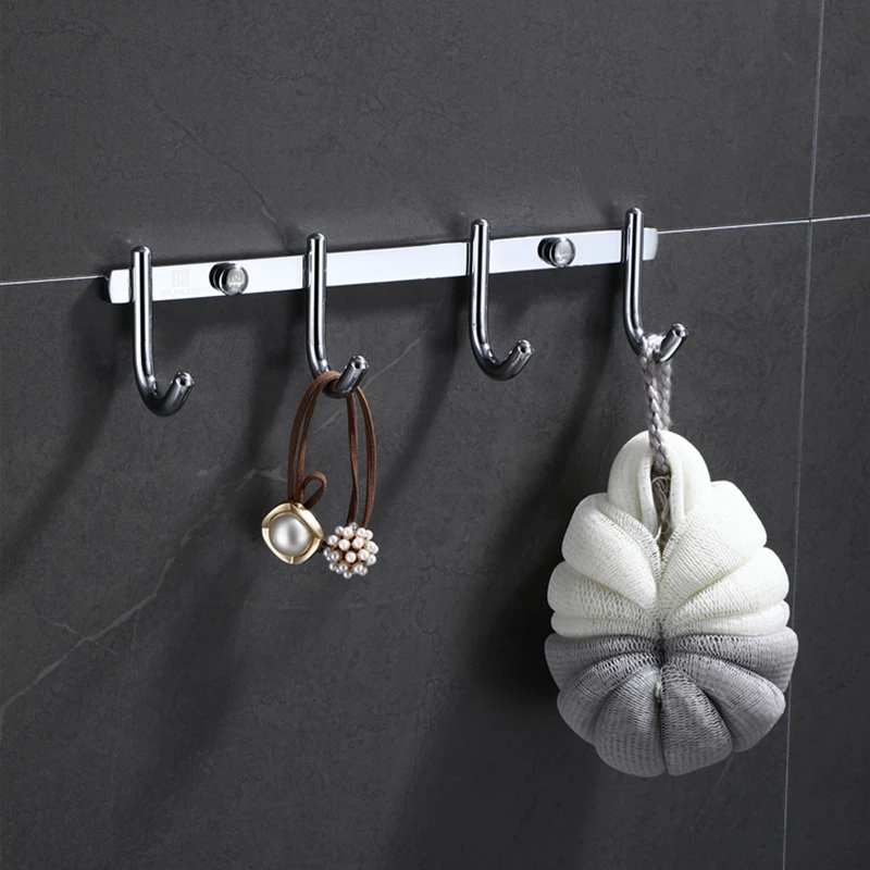 Towel Robe Hooks Silver Stainless Steel Door Hanging Wall Mount Bath Coat Rack Hanger For Bathroom Kitchen Hardware