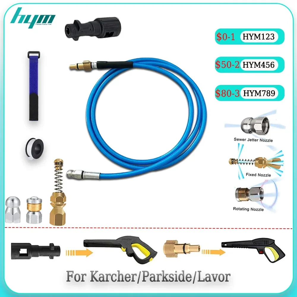 

Sewer Drain Water Cleaning Hose Sewage Pipe Blockage Hose For Karcher LAVOR Universal Conversion Adapter Washer Sewer Jetter Kit