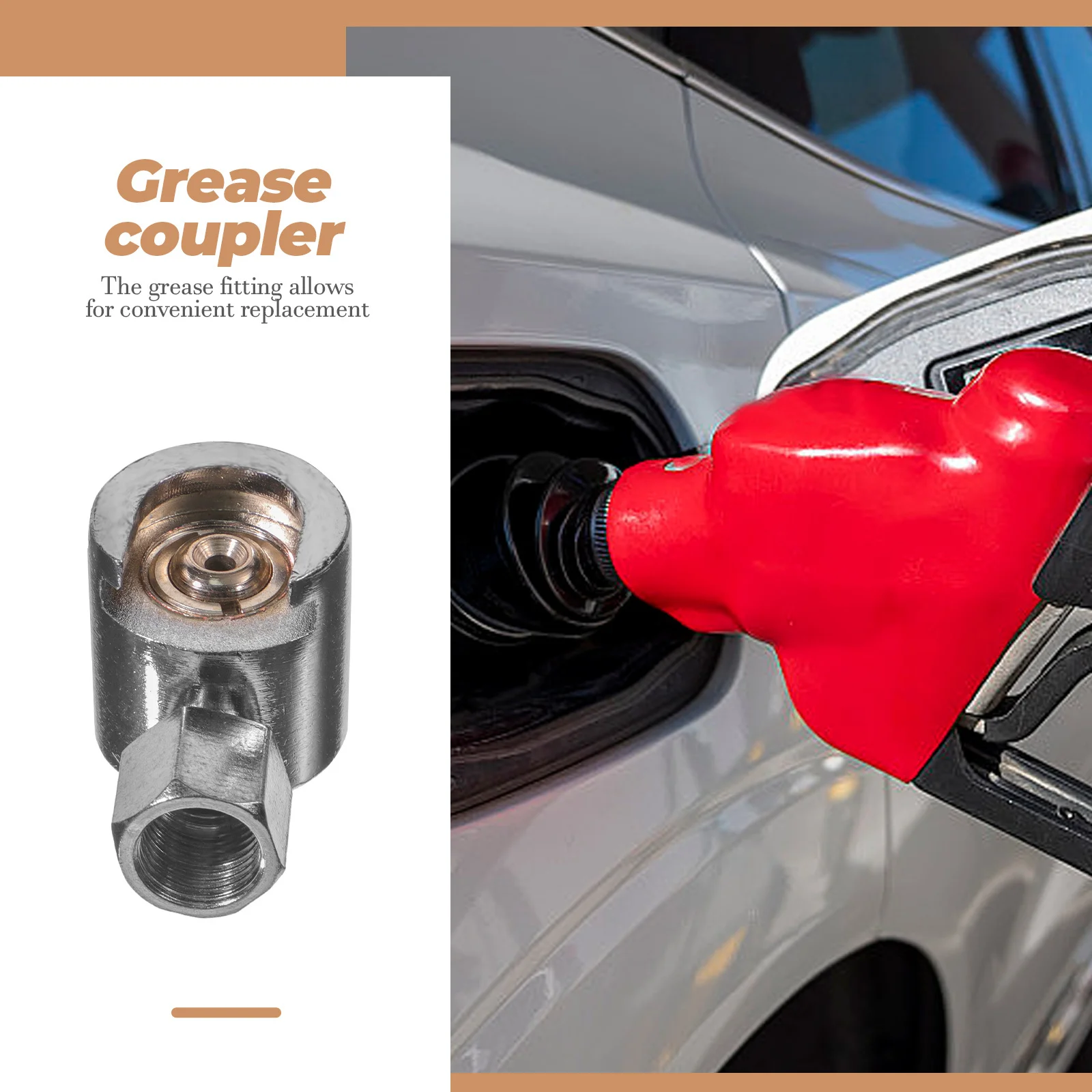 

Oil Gun Nozzle Grease Fittings Button Head Cap Secure Connection Metal Coupler Hydraulic Adapter Engine Parts