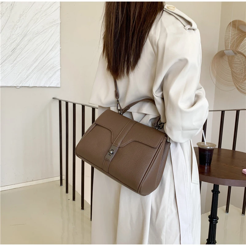 New Fashion Leather Women Handbag Large Capacity Zipper Brown  Work And Travel Luxury Brand Flip Shoulder Messenger Bag