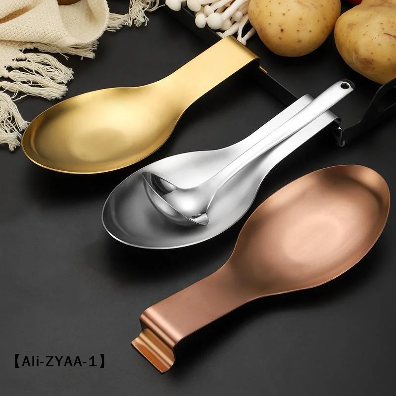 【A】Fish Shape Stainless Steel Spoon Rest Thickened Cooking Spoon Buffet Clip Turner Tray Hotel Restaurant Kitchen Utensil Holder