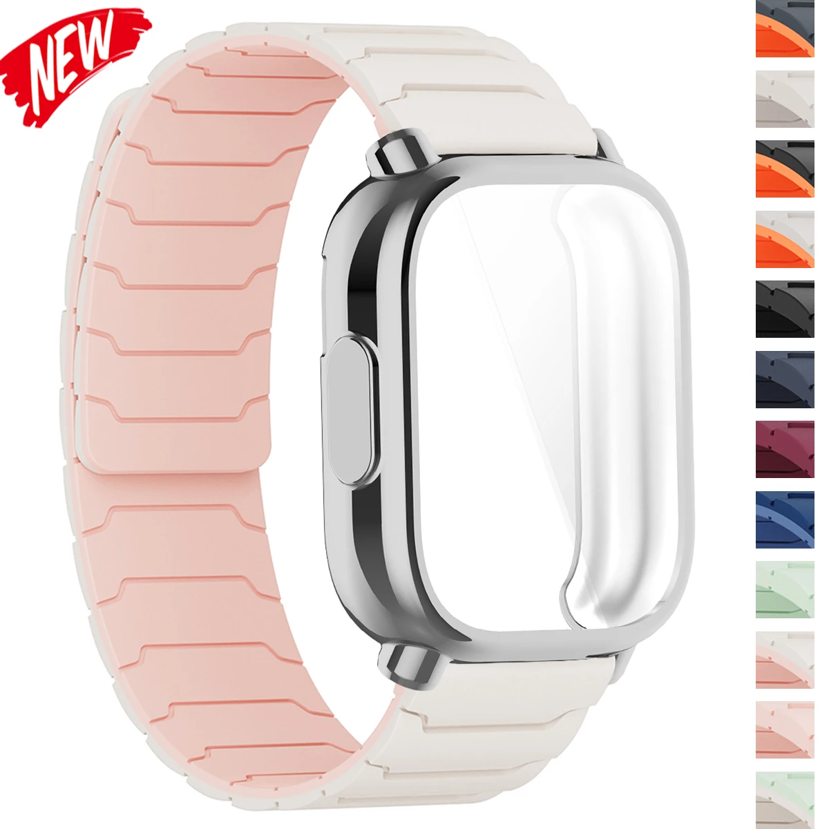 Gehäuse + Armband für Redmi Watch 5 Active/Lite, magnetisches Silikonband, vollständige Abdeckung, Stoßstange für Redmi Band 5 Lite, zweifarbige Armbandschale