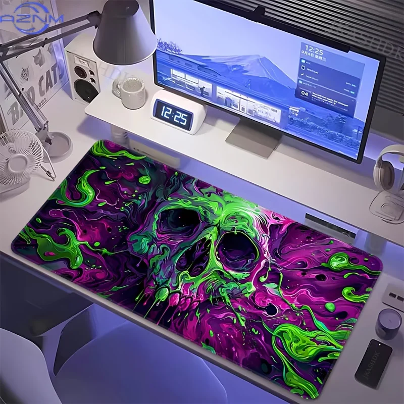 Verde e roxo crânio gaming mouse pad grande mousepad xxl tapete de mesa antiderrapante teclado portátil mesa jogo escritório cas