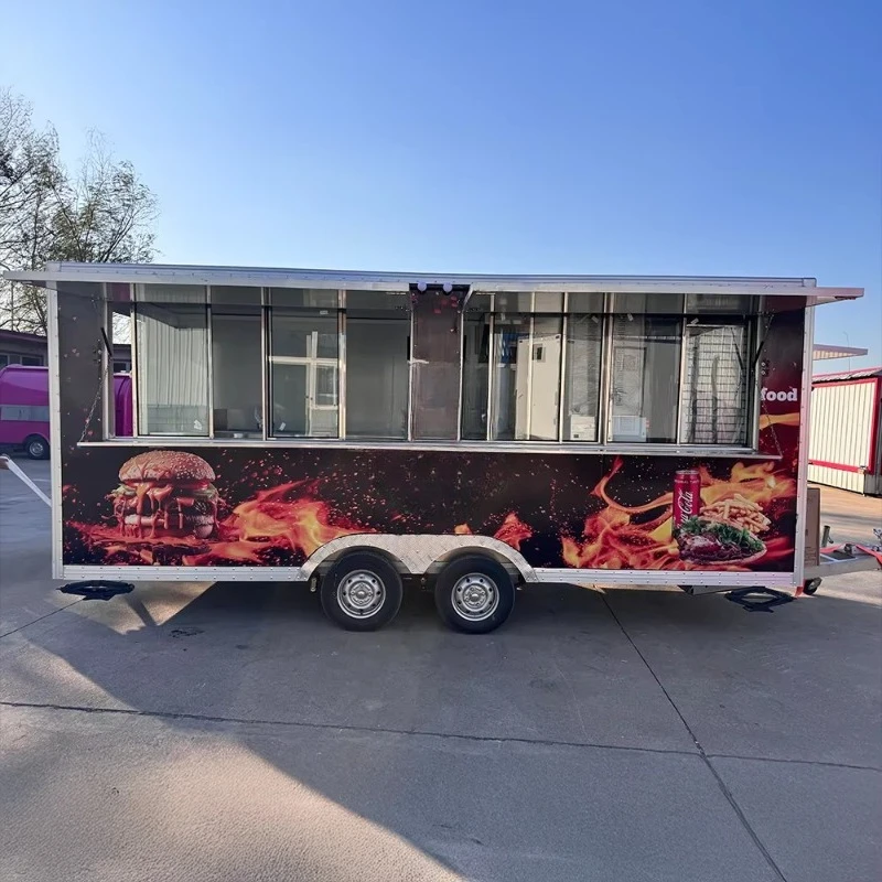 Deep Fryer Food Trailer for Sale USA Standard Mobile Fried Chicken Food Truck Full Kitchen Concession Trailer Custom