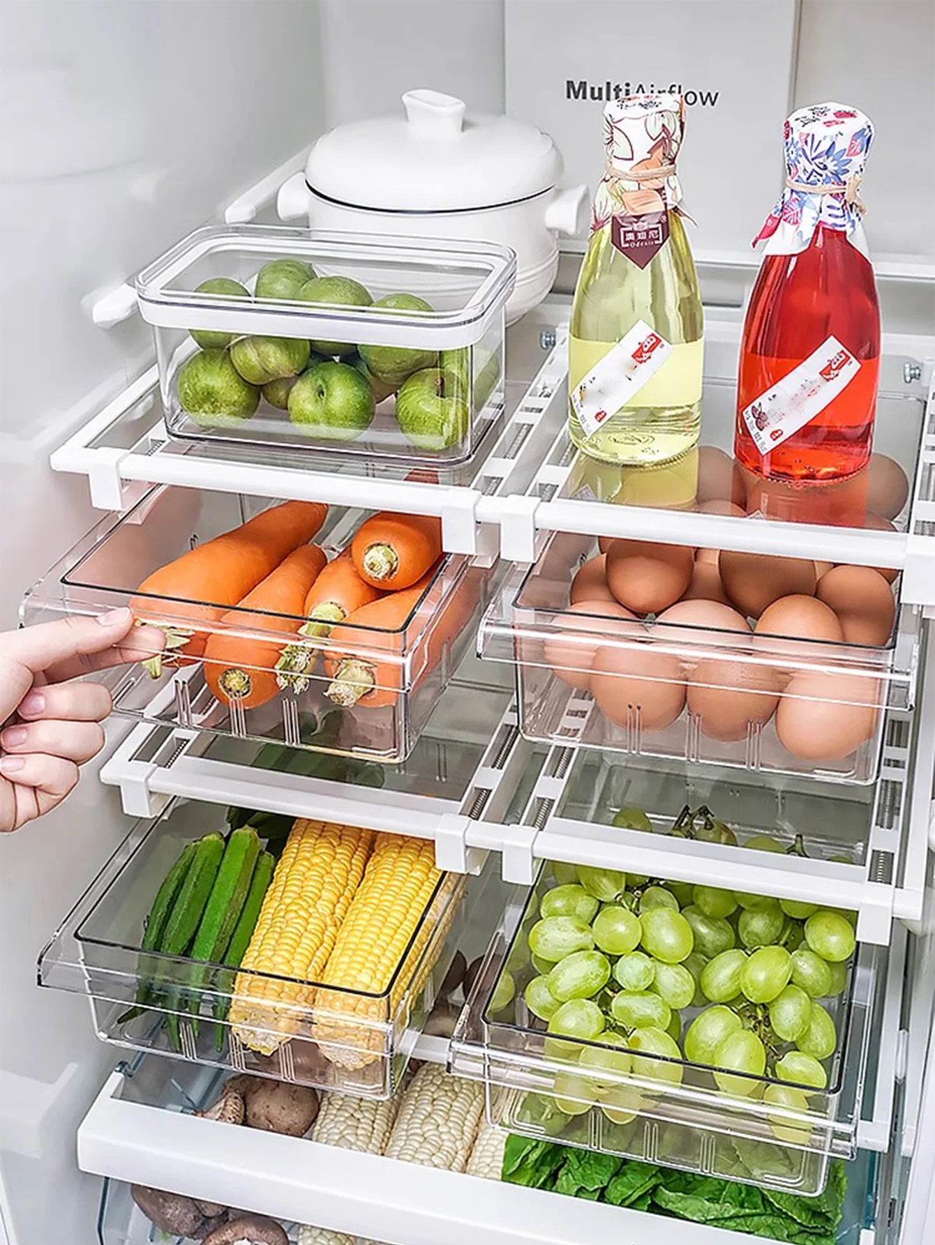 1 PCS Refrigerator Drawer Storage Box Kitchen Transparent vegetable Fruits Organizer Suspended Fridge Container Space Saving