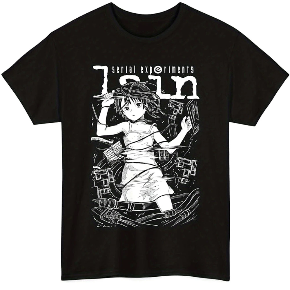 Unisex Serial Experiments Lain T-shirt- Men's Crew Neck, Machine Washable Top, Suitable for All Seasons, Available