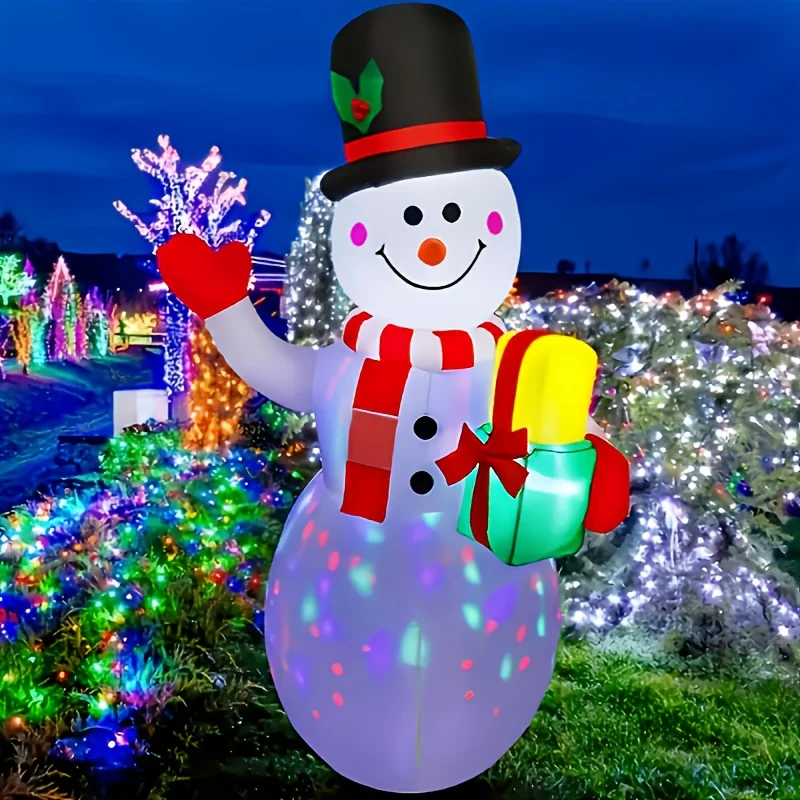 1.5M/5FT Christmas Inflatable Snowman New Year 2026 Built-in LED Outdoor Decorations Dolls Model Garden Eco-friendly Party Decor