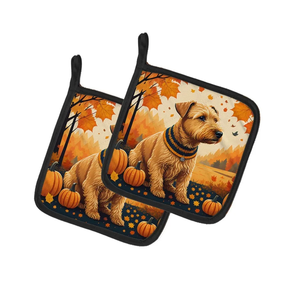 

Lakeland Terrier Fall Pair of Pot Holders Kitchen Heat Resistant Pot Holders Sets Oven Hot Pads for Cooking Baking BBQ 7 1 2 x