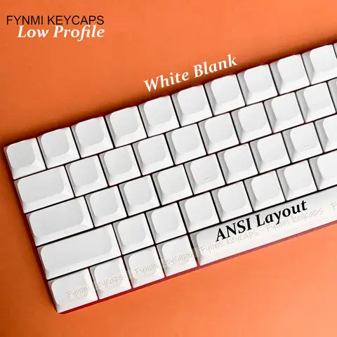 Fynmi Low Profile Blank White PBT keycaps ANSI 61 keys to 116 keys Dye-Sublimation keycaps for Keychron