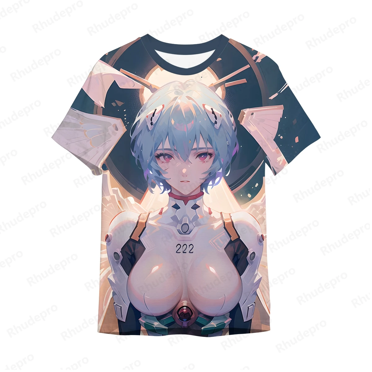 Neon Genesis Evangelion T-Shirt masculina, Roupas Hip Hop, Tendência extragrande, Y2K Moda Tshirt, Tendência Hip Hop, Streetwear, 2024