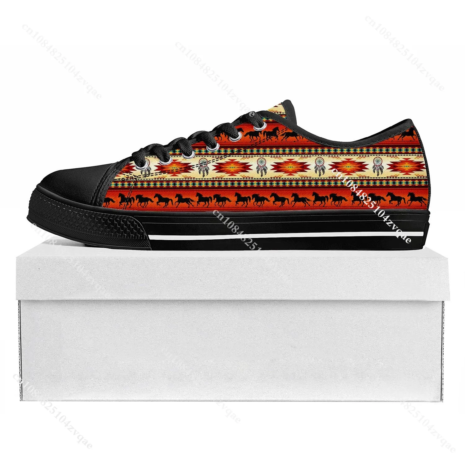 Ethnic Tribal Aztec Pattern Low Top High Quality Sneakers Mens Womens Teenager Tailor-made Canvas Sneaker Casual Couple Shoes