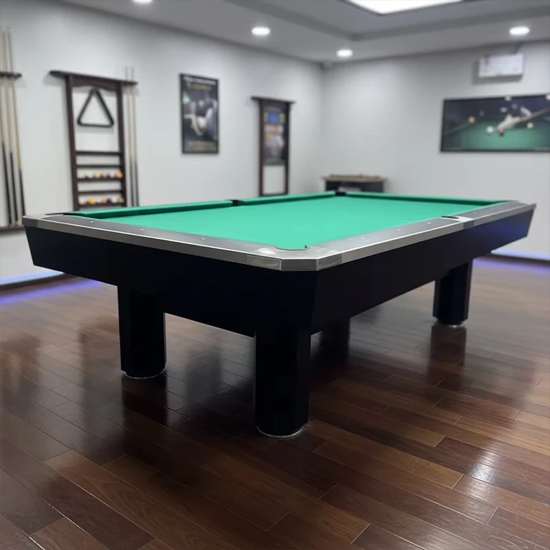 Modern 9ft Pool Table with Slate Surface Solid Wood Rails Leather Pockets High-Speed Cloth Durable Design Billiard Table