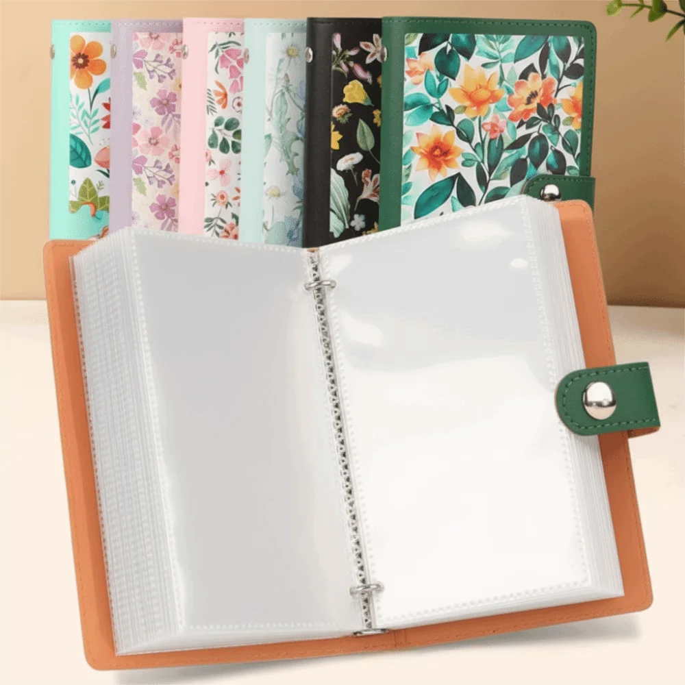 Budget Plan Money Saving Binder Leather Cover Waterproof Cash Budget Notebook Reusable Flower Printed Savings Challenge Binder