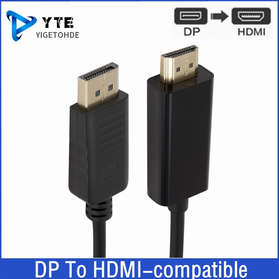 1.8m/6ft DisplayPort to HDMI-compatible Converter HD 1080P DP2Hdmi-compatible Male to Male Cable Adapter For Laptop Projector TV