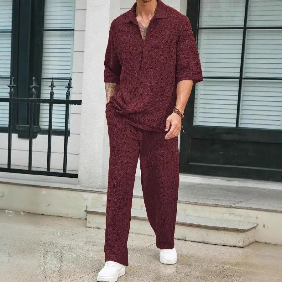 

Мужской комплект одежды на все сезоны: рубашка, короткие брюки, повседневная спортивная одежда, длинные брюки, рукава 3/4, осенний сезон