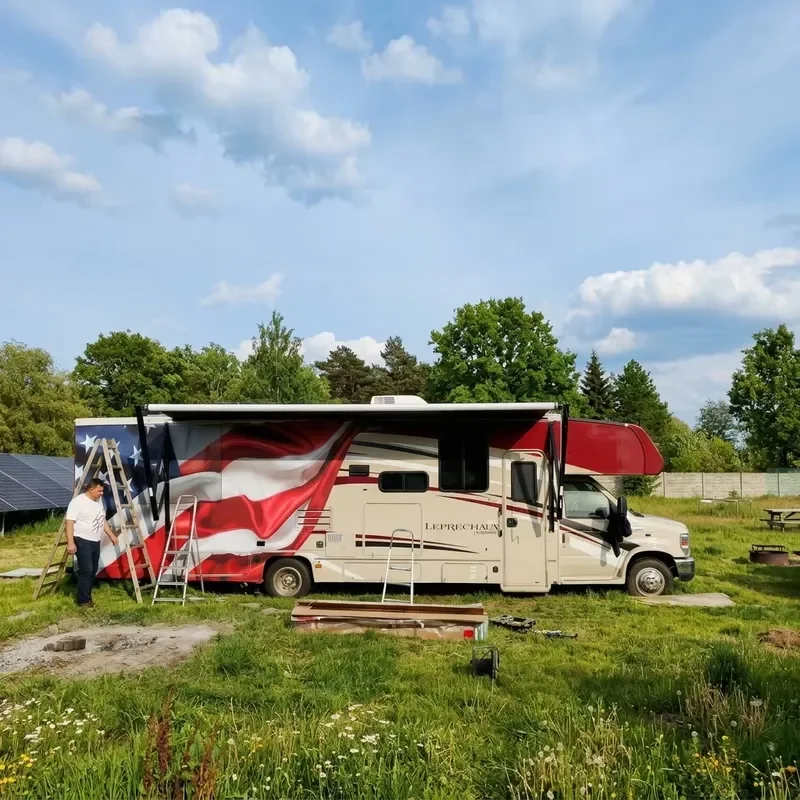 

Awnlux W5700 Motorized Roll Out RV Awning Waterproof Power Awning with Manual Override for Travel Trailer