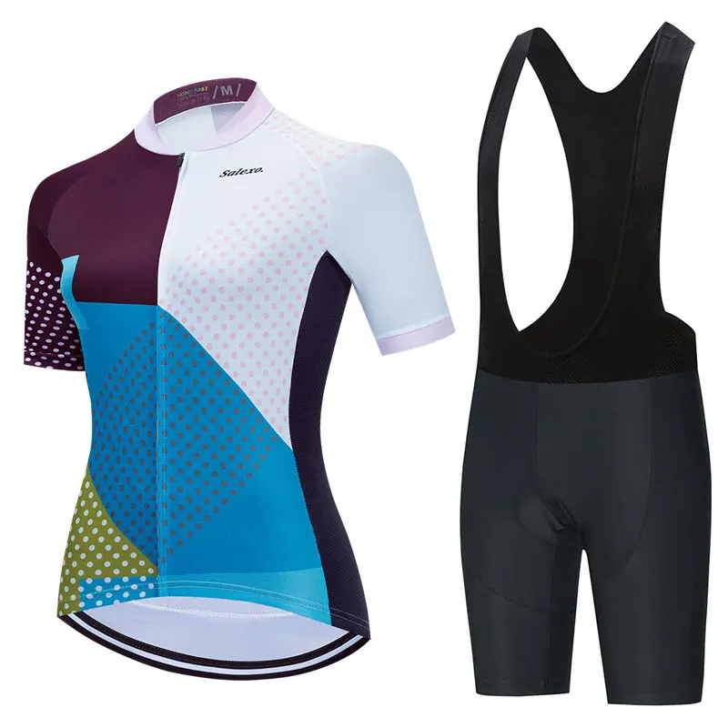 2023 Salexo Women Cycling Jersey Short Sleeve Set Summer Maillot 19D Bib Shorts Bicycle Clothes Sportwear MTB Cycling Clothing - Image 5
