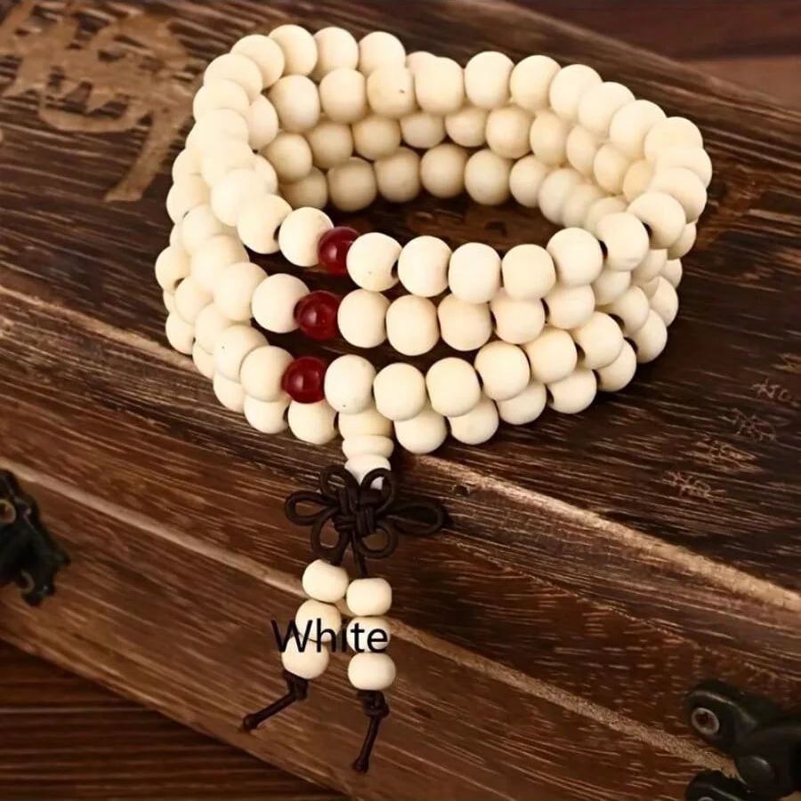 6.8mm Imitation Sandalwood 108 Prayer Beads Bracelet Couple Multi Circle Ornament