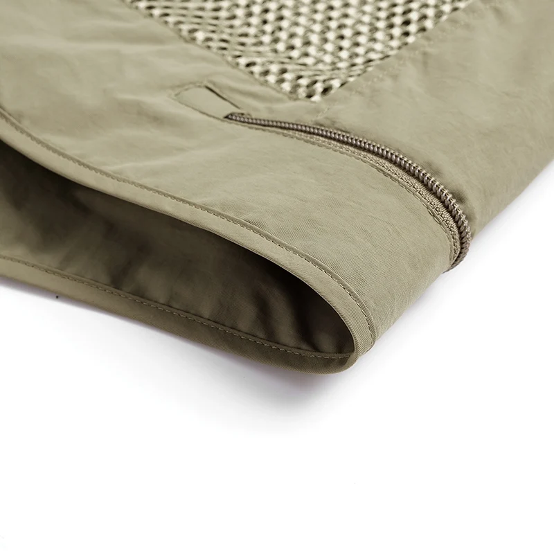 Neue, leichte Sommerweste aus atmungsaktivem Netzstoff, die schnell trocknet, für Herren, mit mehreren Taschen, als Angelweste oder Freizeitweste geeignet, mit ausgeschnittenen, übergroßen Schulterpartien. – Detail 16