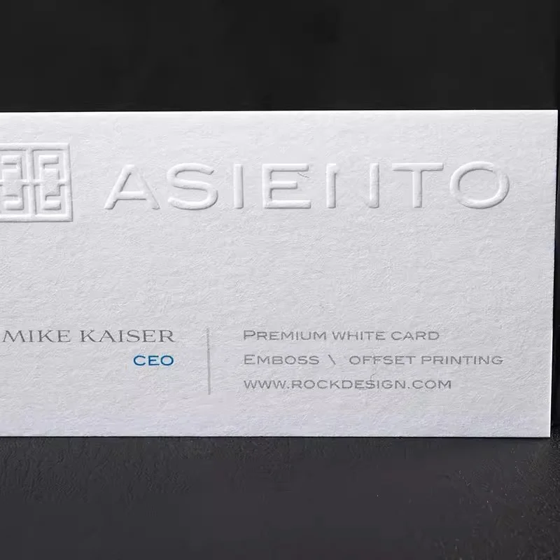 200pcs Embossed Business Cards 500gsm Thick Cotton Paper Custom Text Logo for Corporate Branding