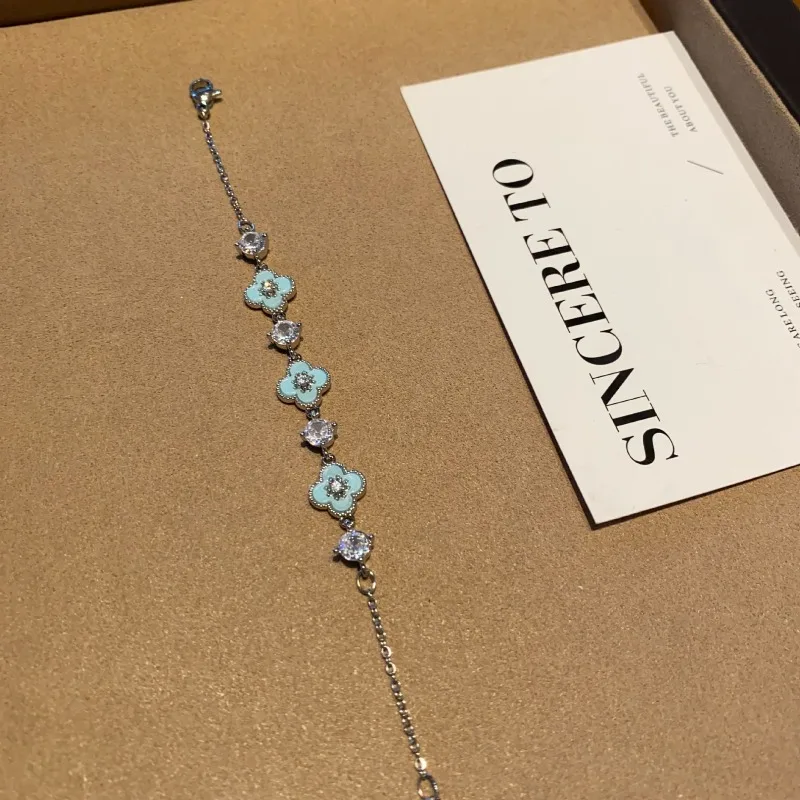 الكورية الجديدة كريستال زهرة سوار للنساء الأزياء التصميم الأصلي الفولاذ المقاوم للصدأ سوار مجوهرات فاخرة اكسسوارات هدية #1