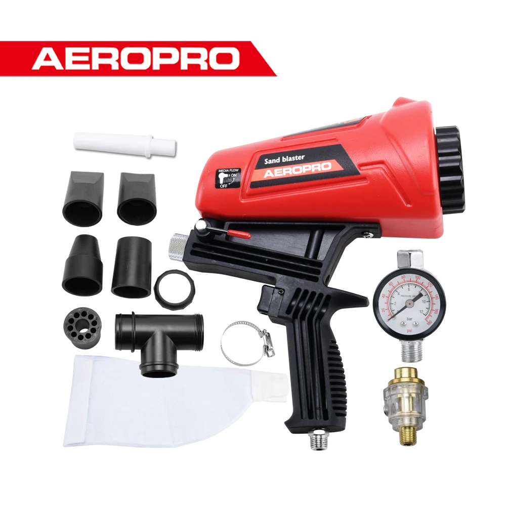 AEROPRO V-641 Gravity Feed Sand Blaster Sand Blasting Machine Pneumatic Blasting Gun Set Handheld And Accessory