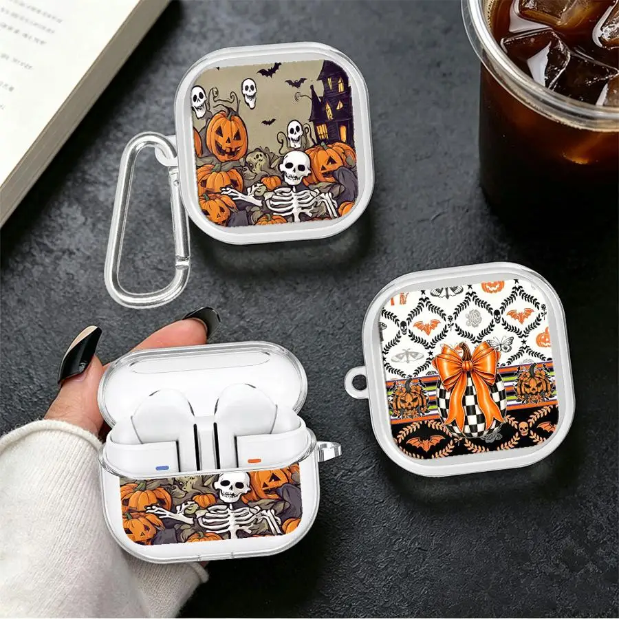 Skeleton Pumpkin Clear Earphone Cases Cover With Hook Case For Redmi Buds 8 Lite 6Active 5 7 6 Pro 8Active