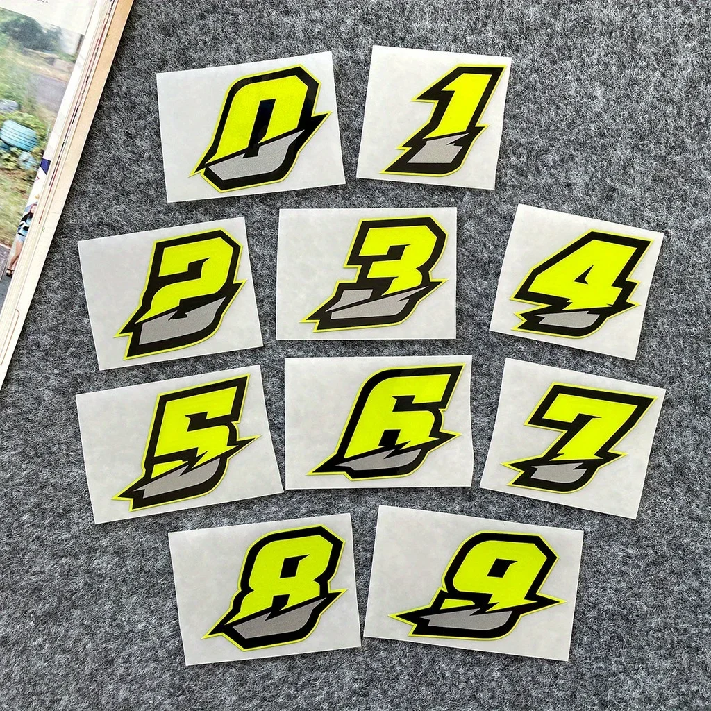 Llamativo paquete de pegatinas con temática de números "0 - 9", ideal para patinetas, botellas de agua, trae una estética de la pasión de carreras